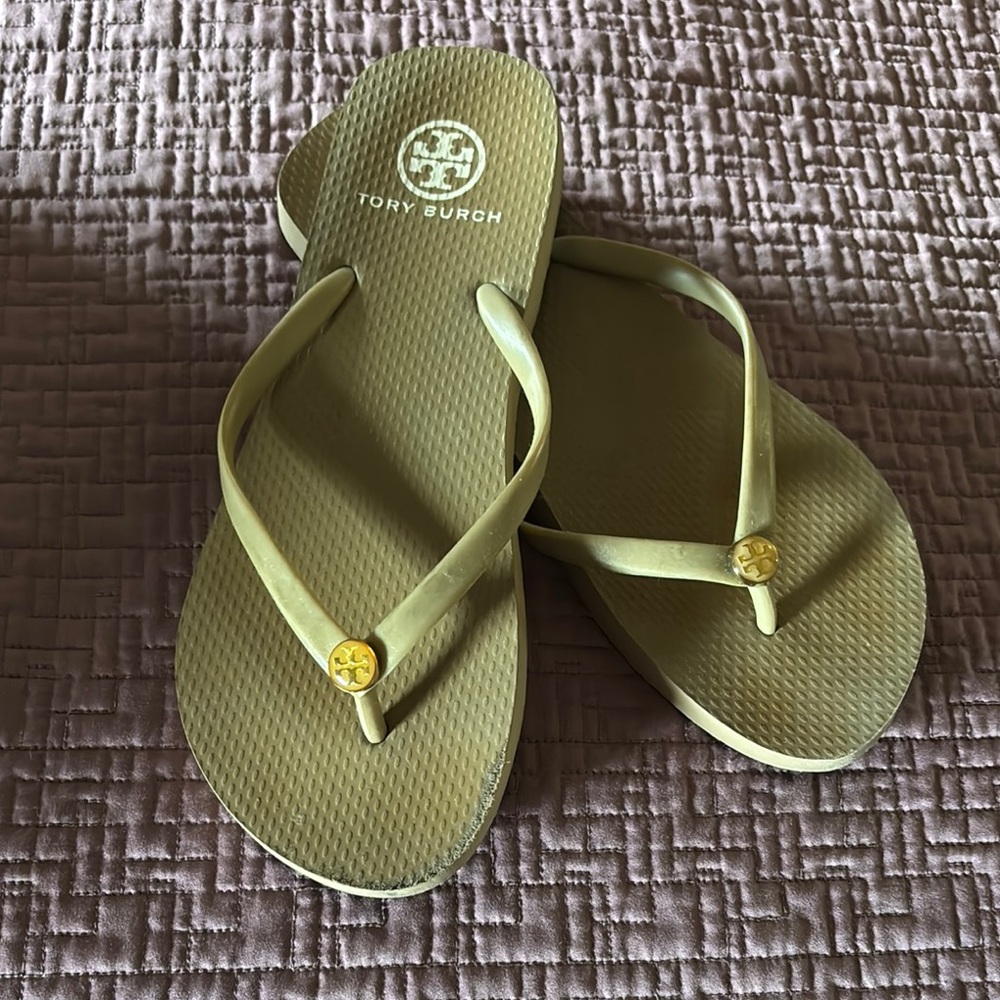 Tory Burch Olive Green Flip Flops